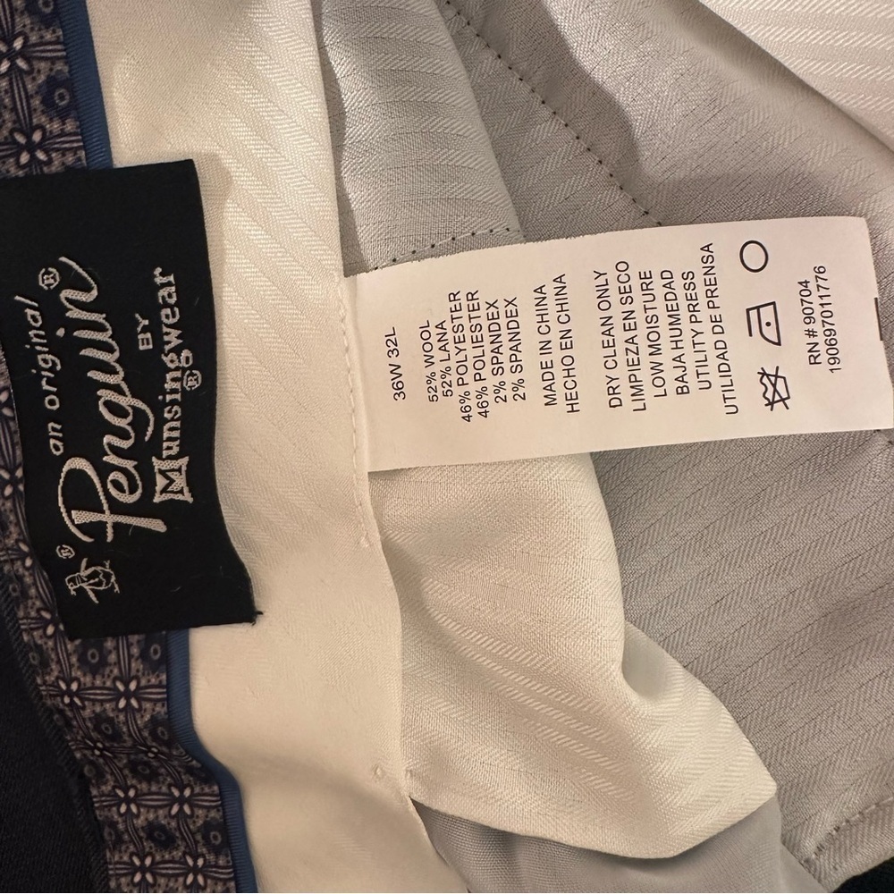 NWT Original Penguin Men’s Dress Pants Blue Shark Wool Slim Fit Stretch 36x32 - Picture 5 of 16